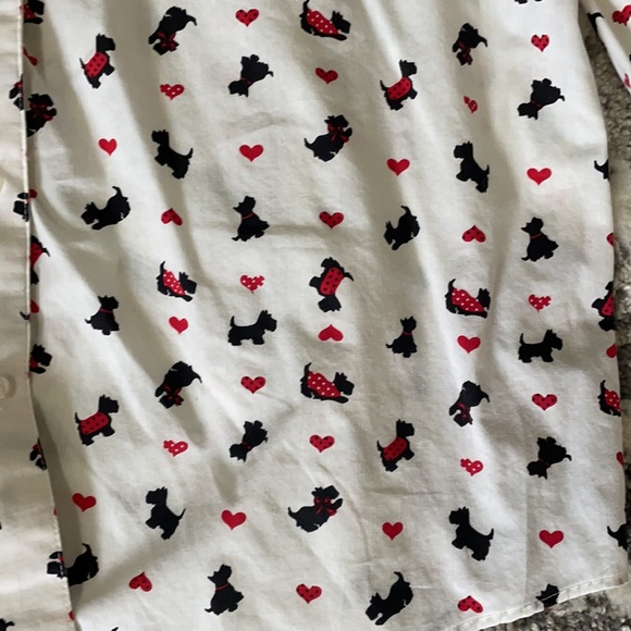Cute vintage style button up Scottie dog heart top - Picture 1 of 4